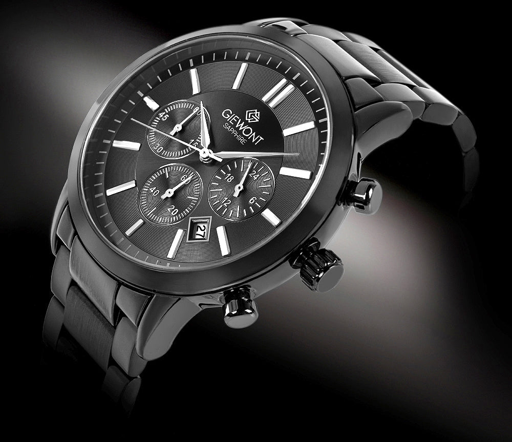 Zegarek Męski Giewont Chronograph Sapphire Czarny GW8510-B2
