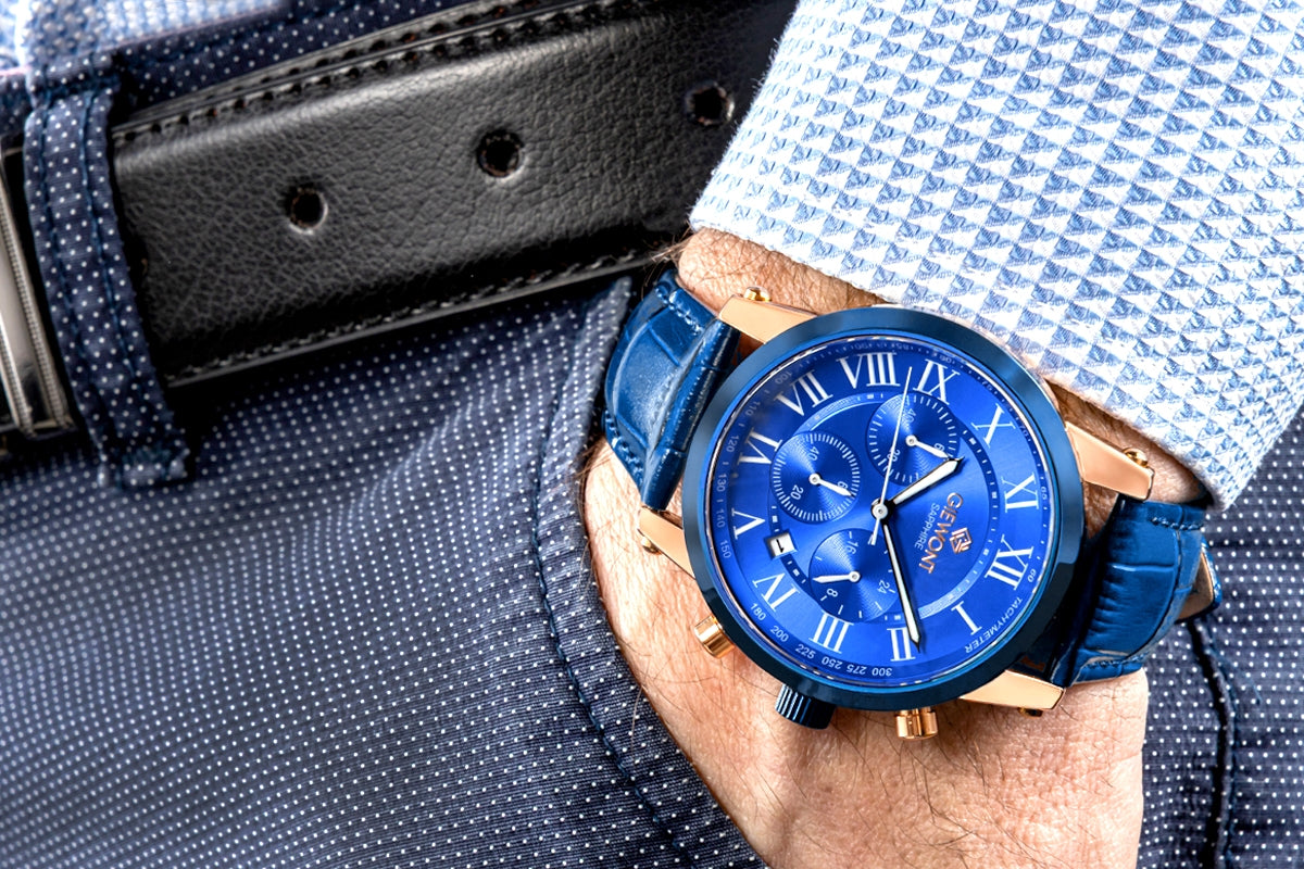 Zegarek Męski Giewont Chronograph Sapphire Miedziano Niebieski GW6260-A5