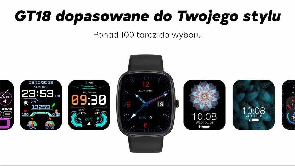 Smartwatch Męski GRAVITY GT18-6 Czarny Pasek Silikonowy + Granatowy Pasek