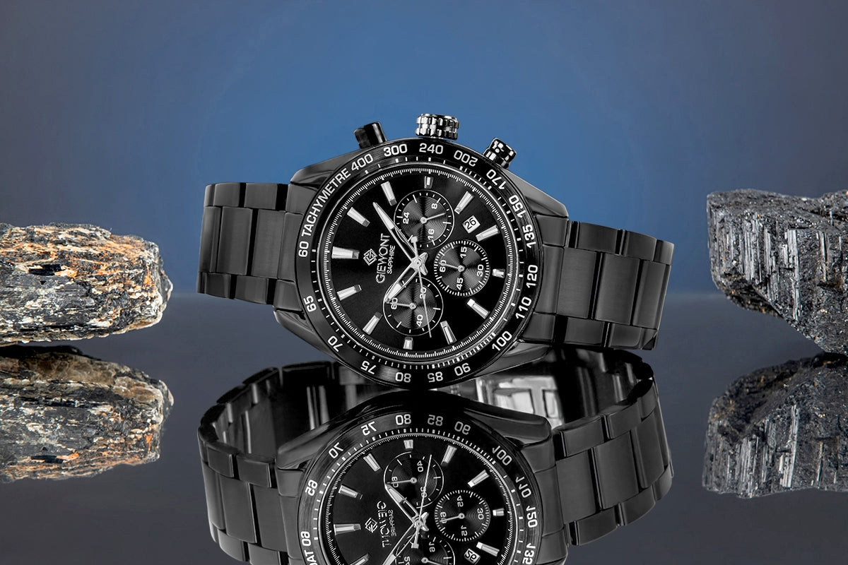 Zegarek Męski Giewont Chronograph Sapphire Czarny GW9580-B2