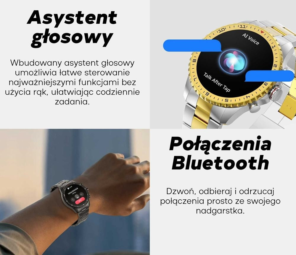 Smartwatch Męski GRAVITY GT16-2 Black / Czarna Bransoleta