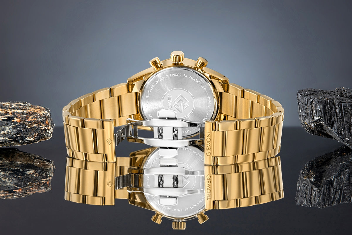 Zegarek Męski Giewont Chronograph Sapphire Złoto Czarny GW9140-B4