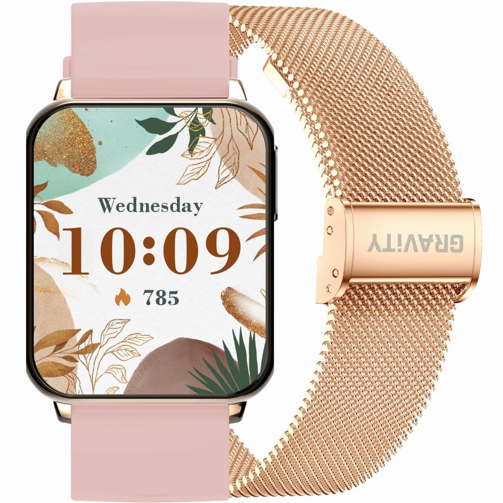 Smartwatch Gravity Różowe Złoto Różowy 2 Paski GT17-1