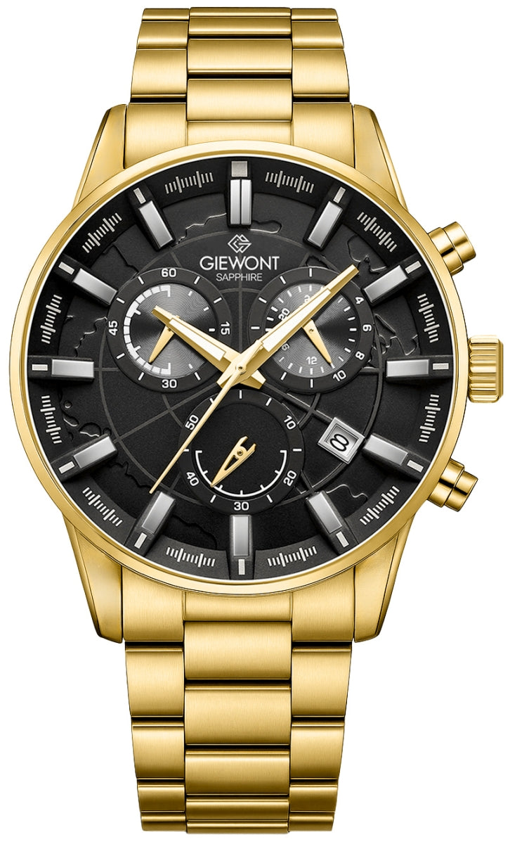 Zegarek Męski Giewont Chronograph Sapphire Złoto Czarny GW4580-B4