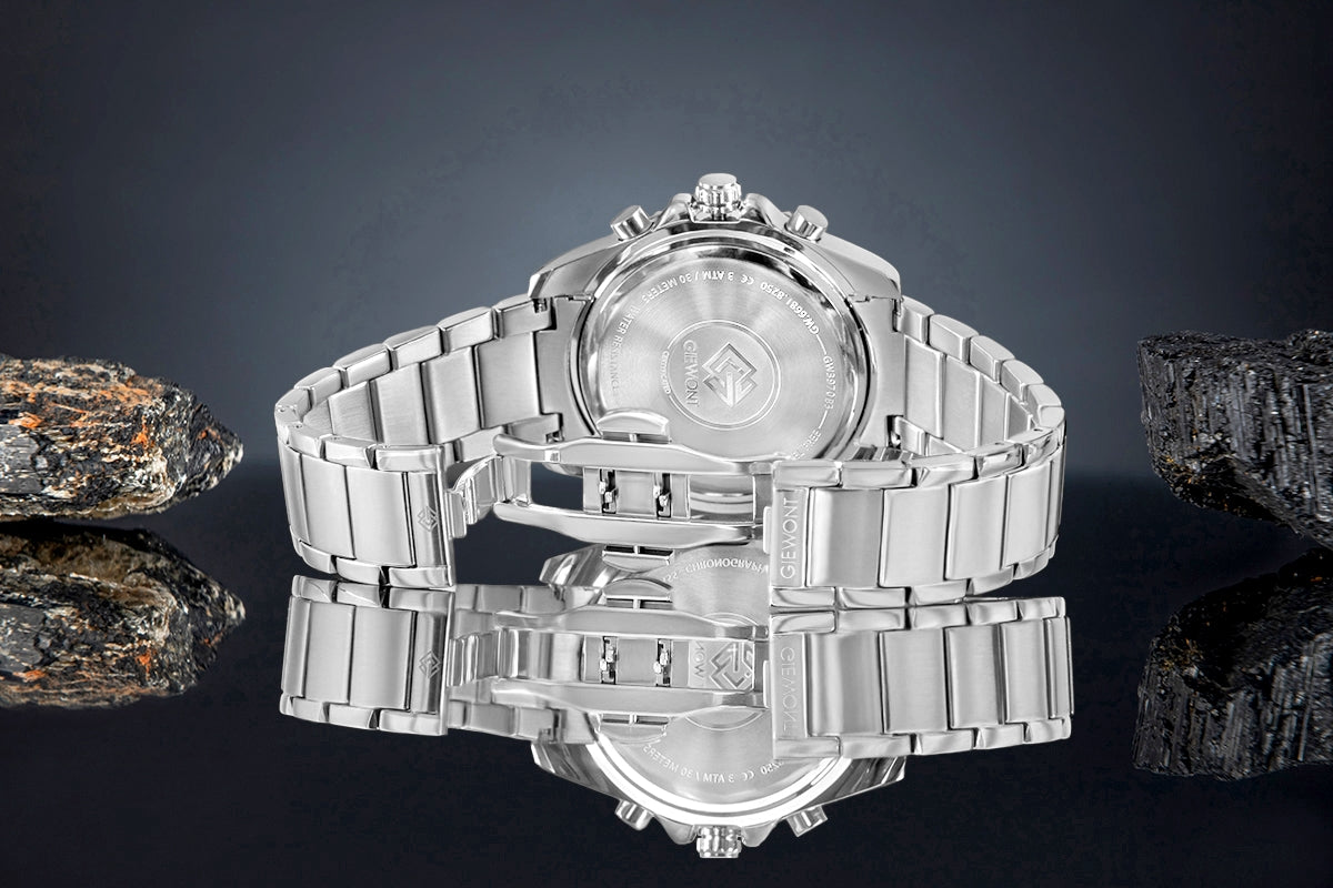 Zegarek Męski Giewont Chronograph Sapphire Srebrno Niebieski GW3970-B3