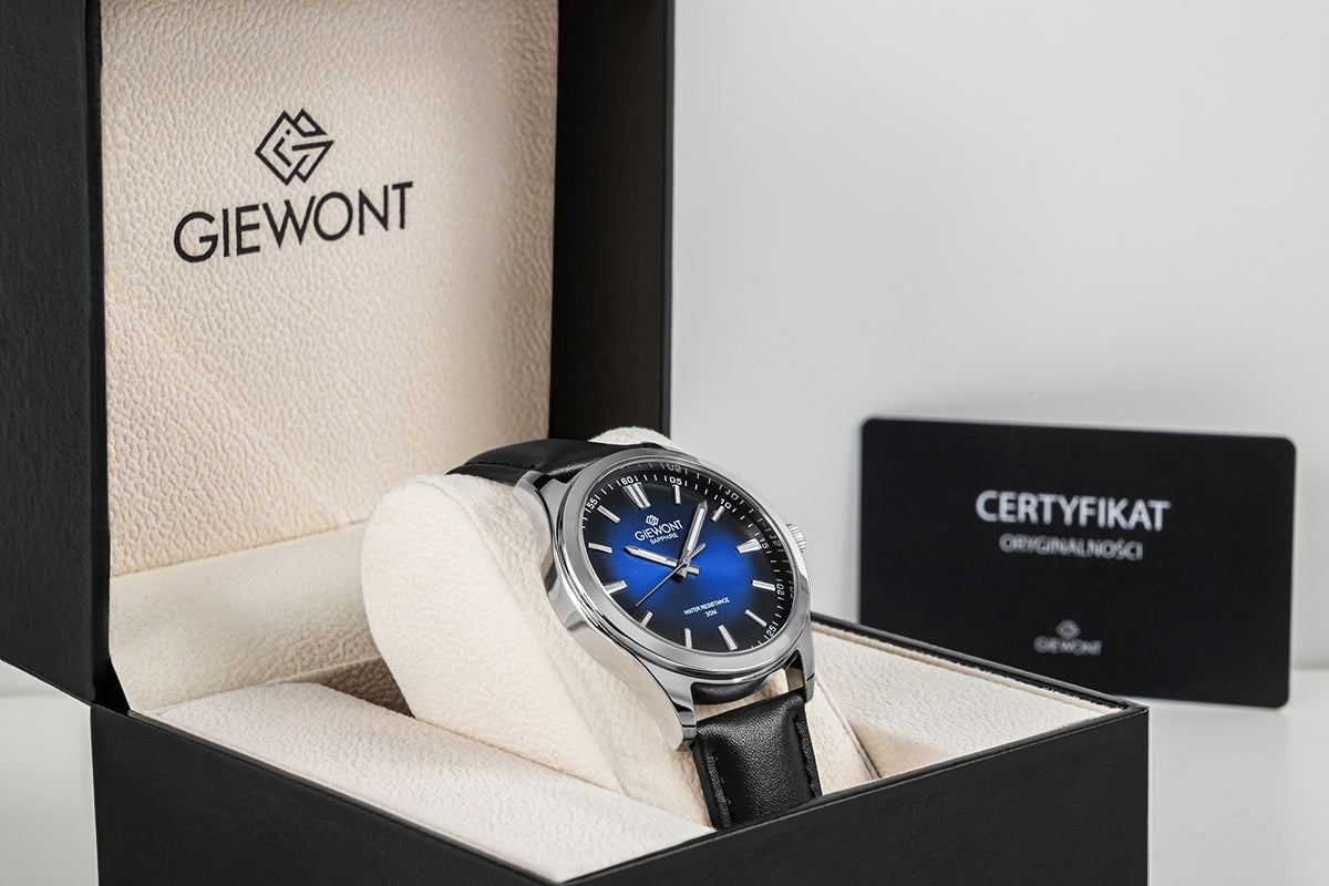 Zegarek Męski Giewont Elegance Sapphire Czarno Niebieski GW5160-A3