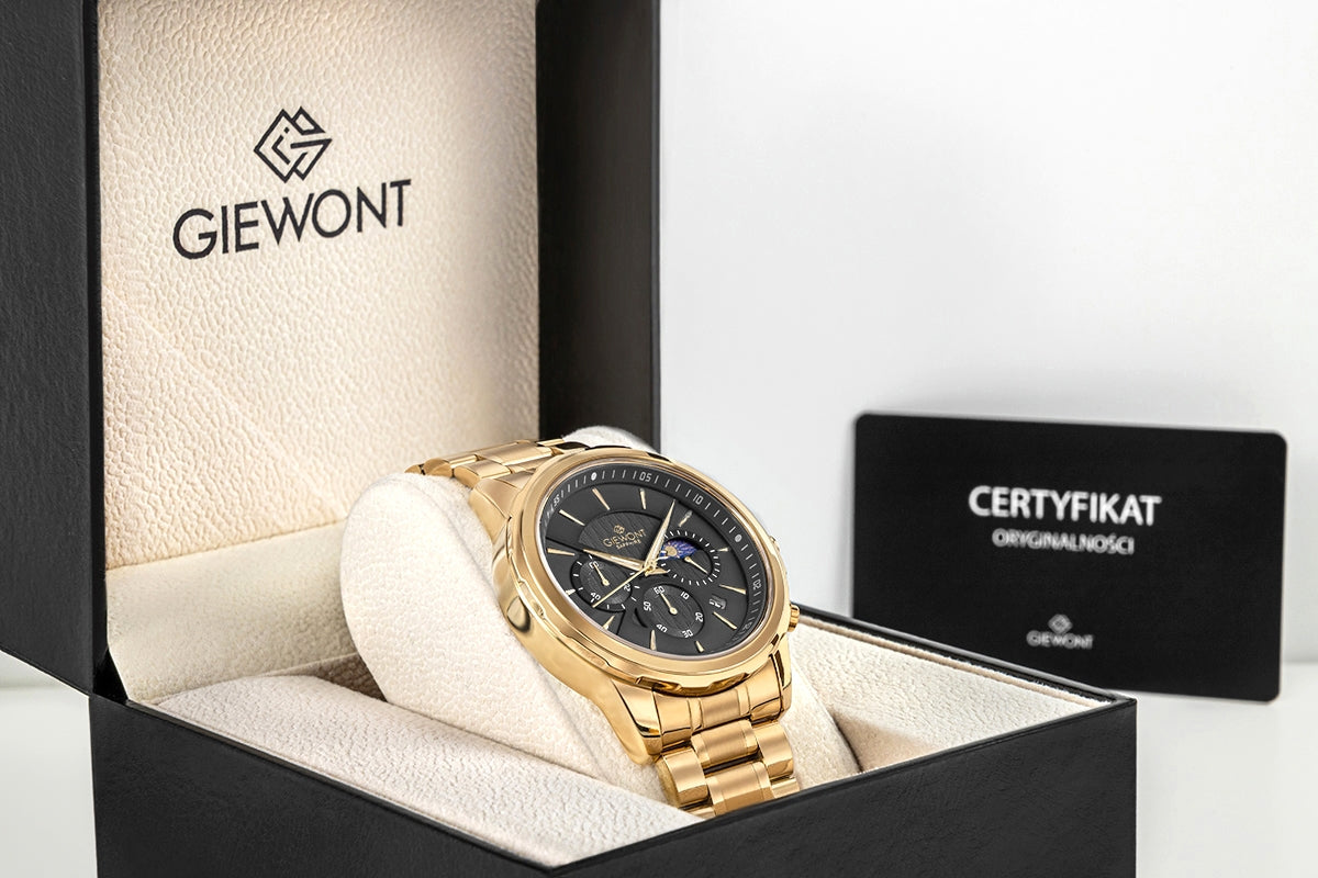 Zegarek Męski Giewont Chronograph Sapphire Złoto Czarny GW9460-B4