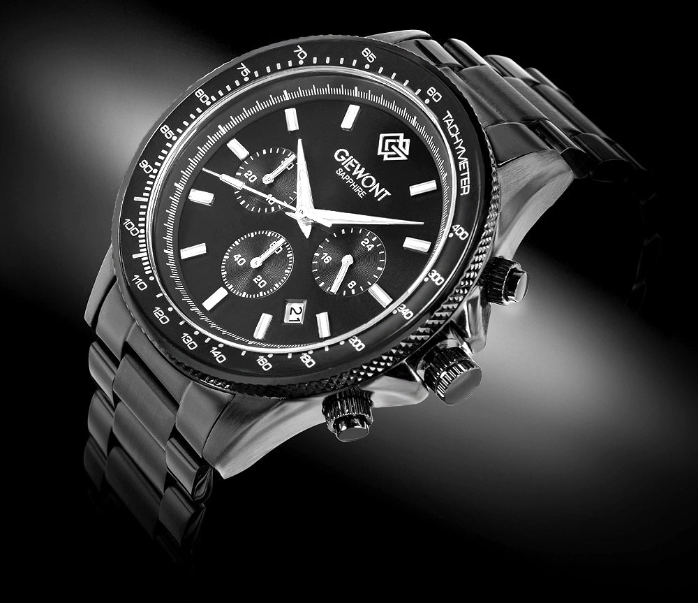Zegarek Męski Giewont Chronograph Sapphire Czarny GW3520-B1