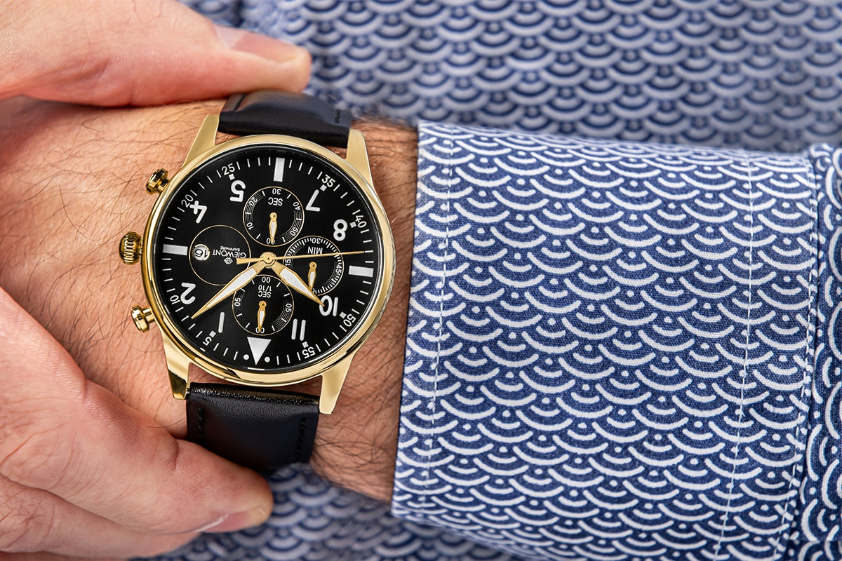 Zegarek Męski Giewont Chronograph Sapphire Czarno Złoty GW5630-A4