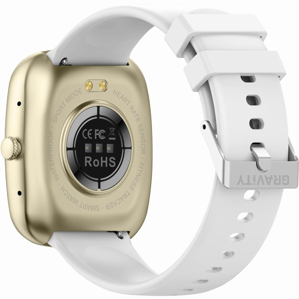 Smartwatch Damski GRAVITY GT18-8 Beżowy Pasek Silikonowy + Biały Pasek