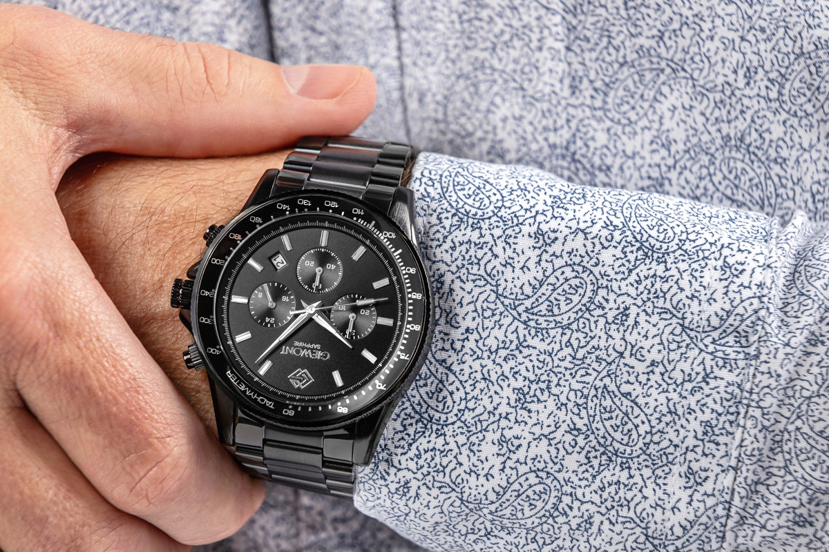 Zegarek Męski Giewont Chronograph Sapphire Czarny GW3520-B1