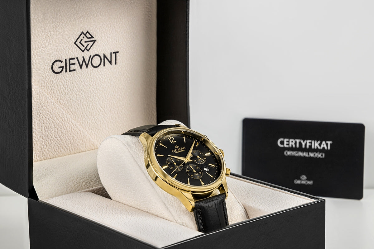 Zegarek Męski Giewont Chronograph Sapphire Czarno Złoty GW6310-A4