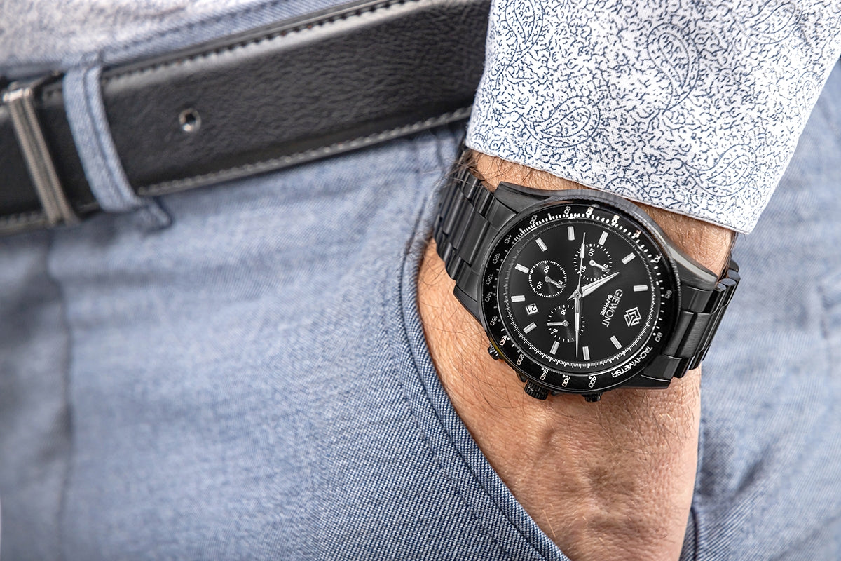 Zegarek Męski Giewont Chronograph Sapphire Czarny GW3520-B1