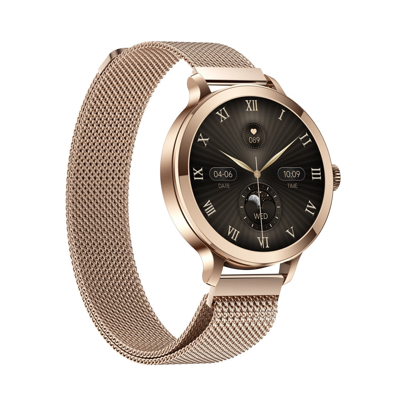 Smartwatch Damski VELTORI VT340-1 Złota Bransoleta + Różowy Pasek Silikonowy