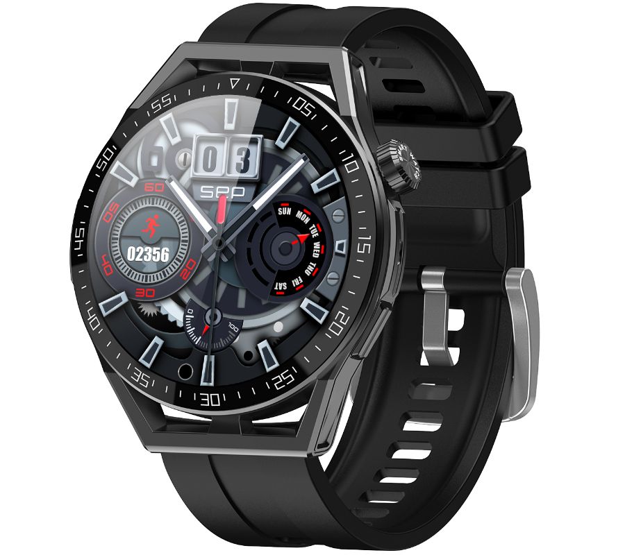 Smartwatch  Rubicon RNCE88-1 Czarny- Czarny Pasek Silikonowy + Czarny Pasek Skórzany