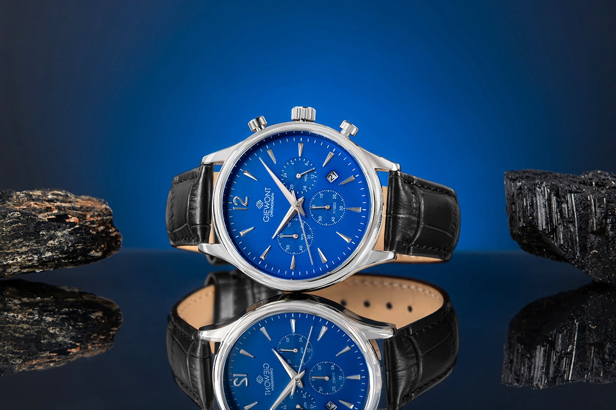 Zegarek Męski Giewont Chronograph Sapphire Czarno Niebieski GW6310-A3