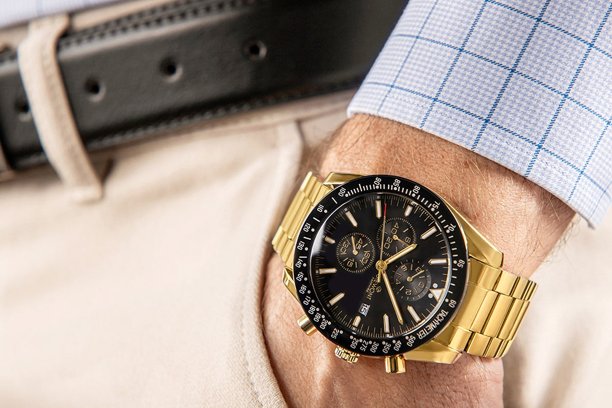 Zegarek Męski Giewont Chronograph Sapphire Złoto Czarny GW8720-B4