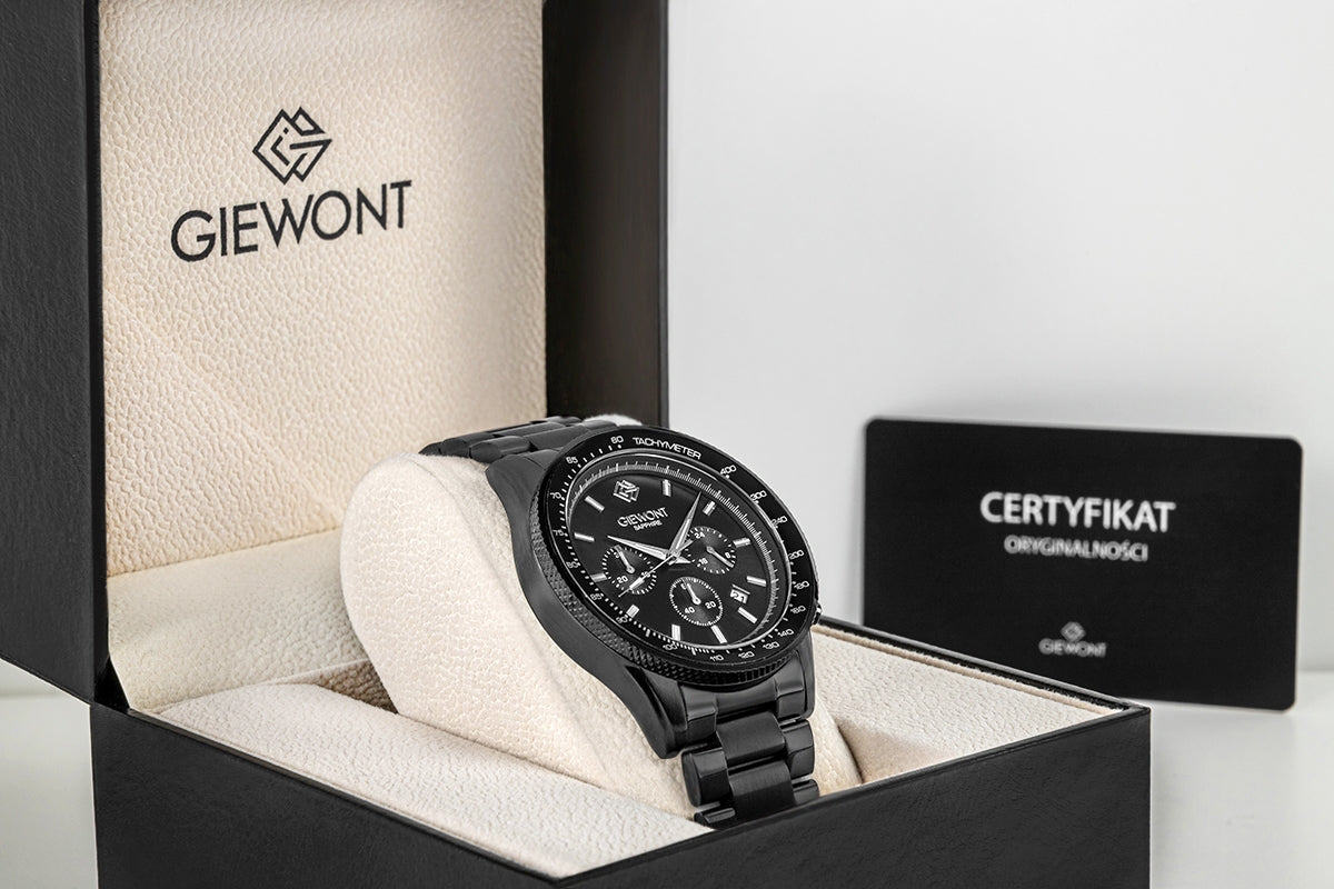 Zegarek Męski Giewont Chronograph Sapphire Czarny GW3520-B1