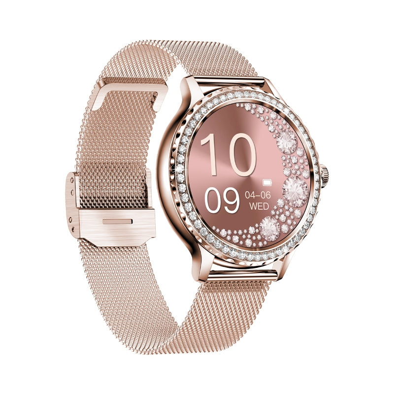 Smartwatch Damski VELTORI VT320-1 Złota Bransoleta + Różowy Pasek Silikonowy